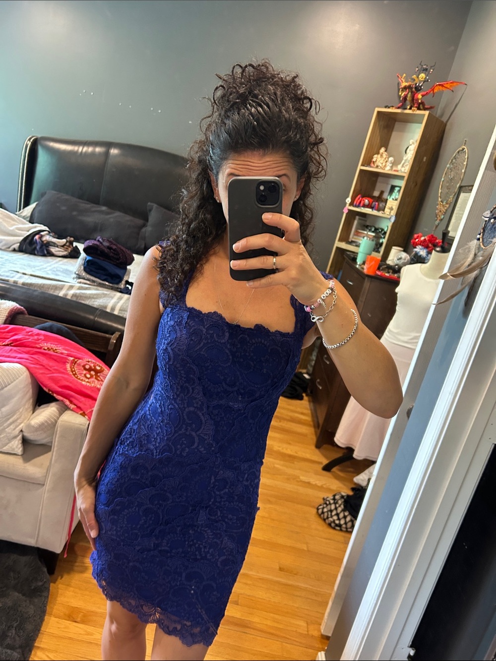 Nicole Miller Royal Blue Lace Mini Dress